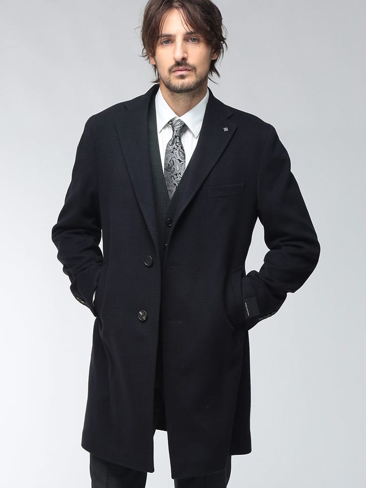 TAGLIATORE (タリアトーレ) メンズ チェスター コート カシミヤ混 3ボタン チェスター ロング コート TGCSBM13X350001