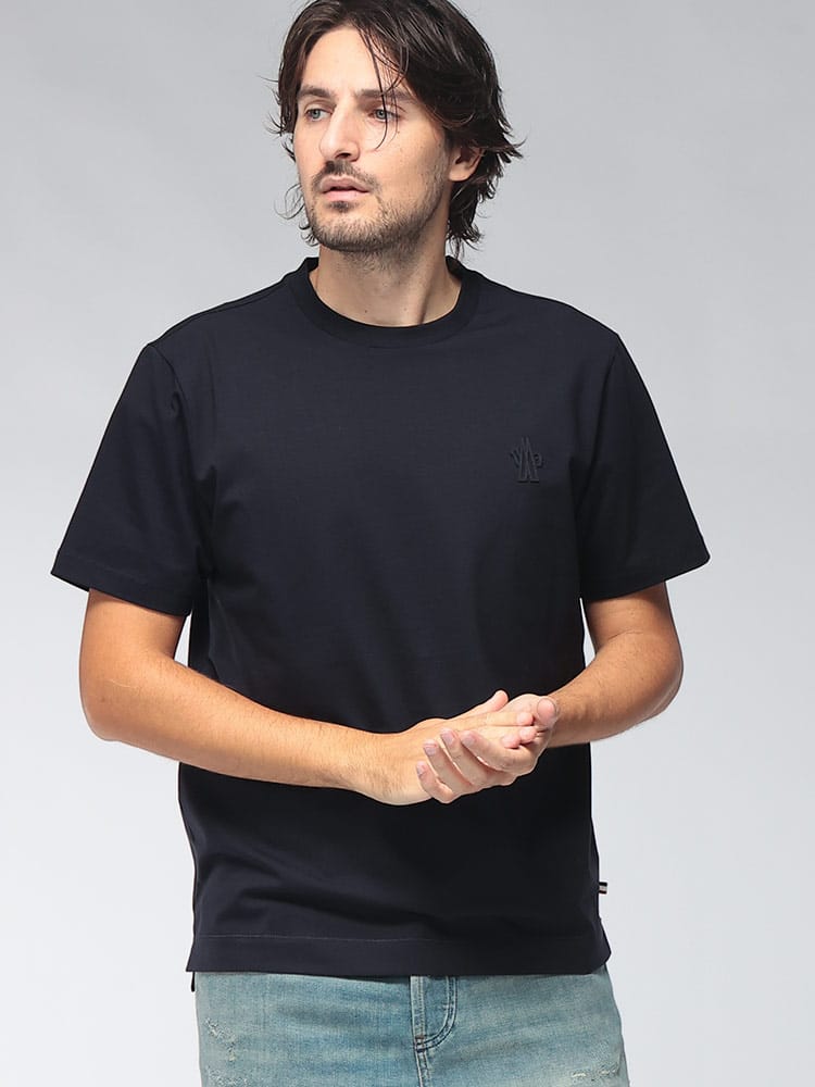 MONCLER (モンクレール) メンズ Tシャツ 半袖 ワンポイントロゴ 無地 カットソー MCGN8G000058790