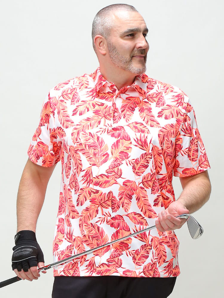 大きいサイズ メンズ UNDER ARMOUR (アンダーアーマー) USA規格 LOOSE UPF40 総柄 ゴルフ 半袖 ポロシャツ PLAYOFF POLO 2.0