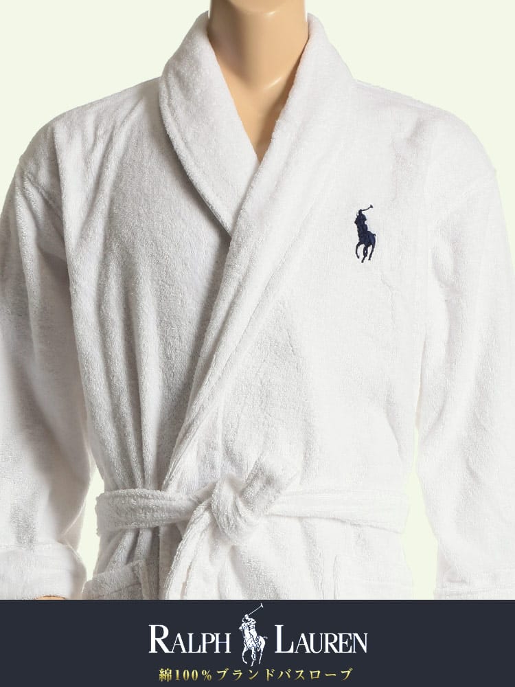 大きいサイズ メンズ POLO RALPH LAUREN (ポロラルフローレン) 綿100％ ワンポイントロゴ バスローブ パジャマ 部屋着 父の日 プレゼント