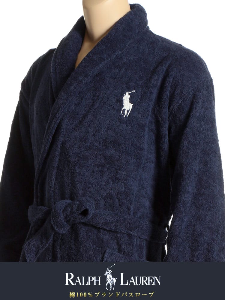 大きいサイズ メンズ POLO RALPH LAUREN (ポロラルフローレン) 綿100％ ワンポイントロゴ バスローブ パジャマ 部屋着 父の日 プレゼント