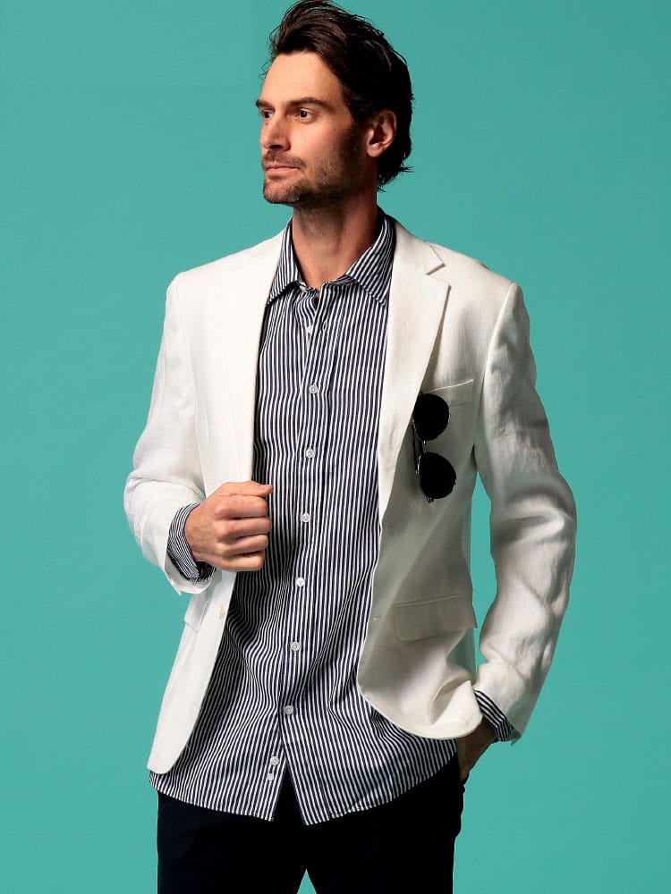 ローレン ラルフローレン メンズ ジャケット LAUREN RALPH LAUREN リネン 麻 シングル ULTRA FLEX 白 ブランド テーラード 麻ジャケット  RLLASSITER2RU 