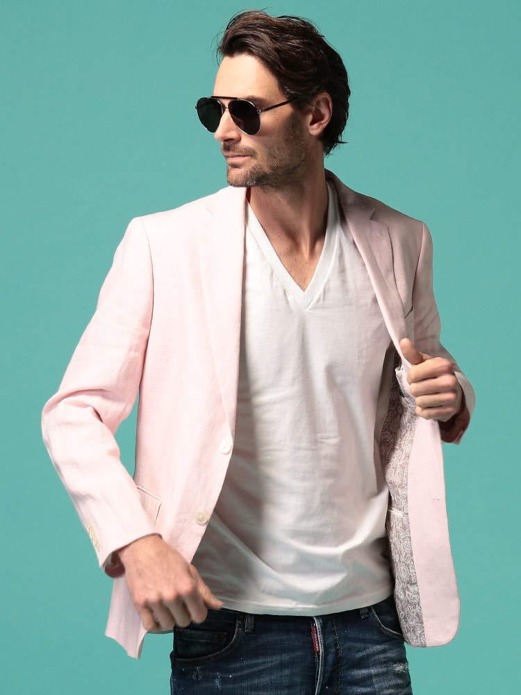 ローレン ラルフローレン メンズ ジャケット LAUREN RALPH LAUREN リネン 麻 シングル ULTRA FLEX ピンク ブランド テーラード 麻ジャケット  RLLASSITER2RU 