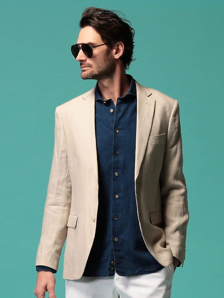 ローレン ラルフローレン メンズ ジャケット LAUREN RALPH LAUREN リネン 麻 シングル ULTRA FLEX ベージュ ブランド テーラード 麻ジャケット  RLLASSITER2RU 