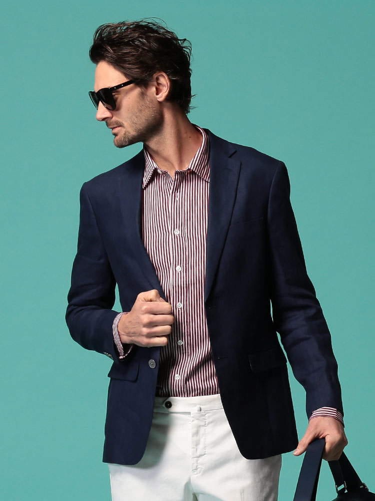 ローレン ラルフローレン メンズ ジャケット LAUREN RALPH LAUREN リネン 麻 シングル ULTRA FLEX ネイビー ブランド テーラード 麻ジャケット  RLLASSITER2RU 