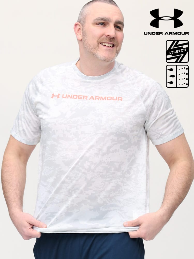 大きいサイズ メンズ UNDER ARMOUR (アンダーアーマー) USA規格 heatgear LOOSE 迷彩 クルーネック 半袖 Tシャツ TECH ABC CAMO SS