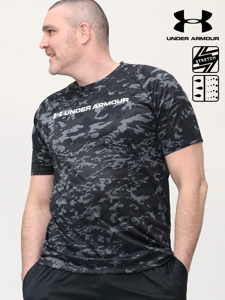 大きいサイズ メンズ UNDER ARMOUR (アンダーアーマー) USA規格 heatgear LOOSE 迷彩 クルーネック 半袖 Tシャツ TECH ABC CAMO SS