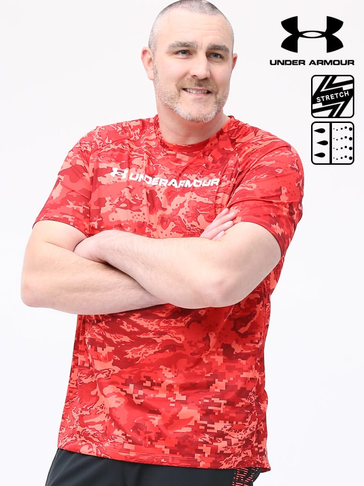 大きいサイズ メンズ UNDER ARMOUR (アンダーアーマー) USA規格 heatgear LOOSE 迷彩 クルーネック 半袖 Tシャツ TECH ABC CAMO SS