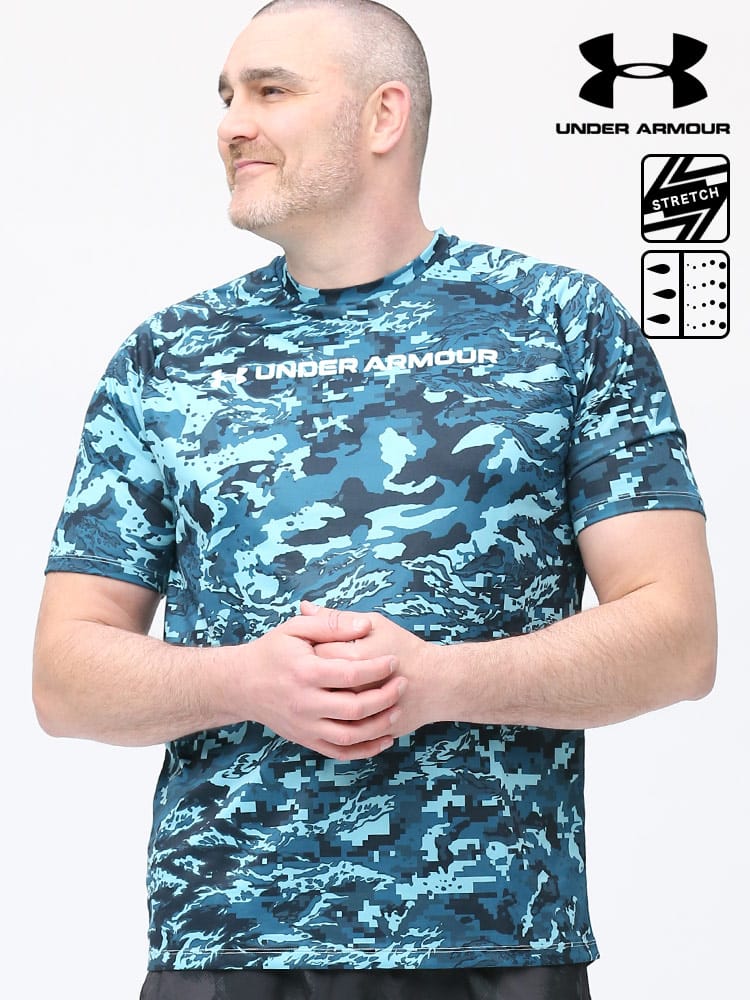 大きいサイズ メンズ UNDER ARMOUR (アンダーアーマー) USA規格 heatgear LOOSE 迷彩 クルーネック 半袖 Tシャツ TECH ABC CAMO SS