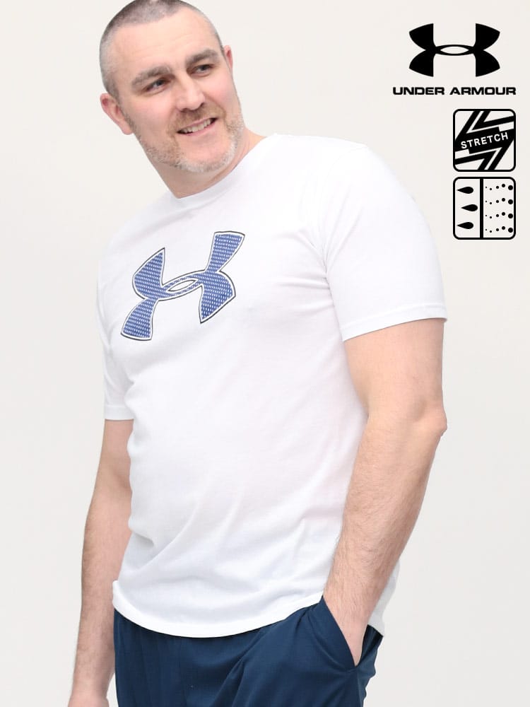 大きいサイズ メンズ UNDER ARMOUR (アンダーアーマー) USA規格 heatgear LOOSE ロゴプリント クルーネック 半袖 Tシャツ BIG LOGO SS