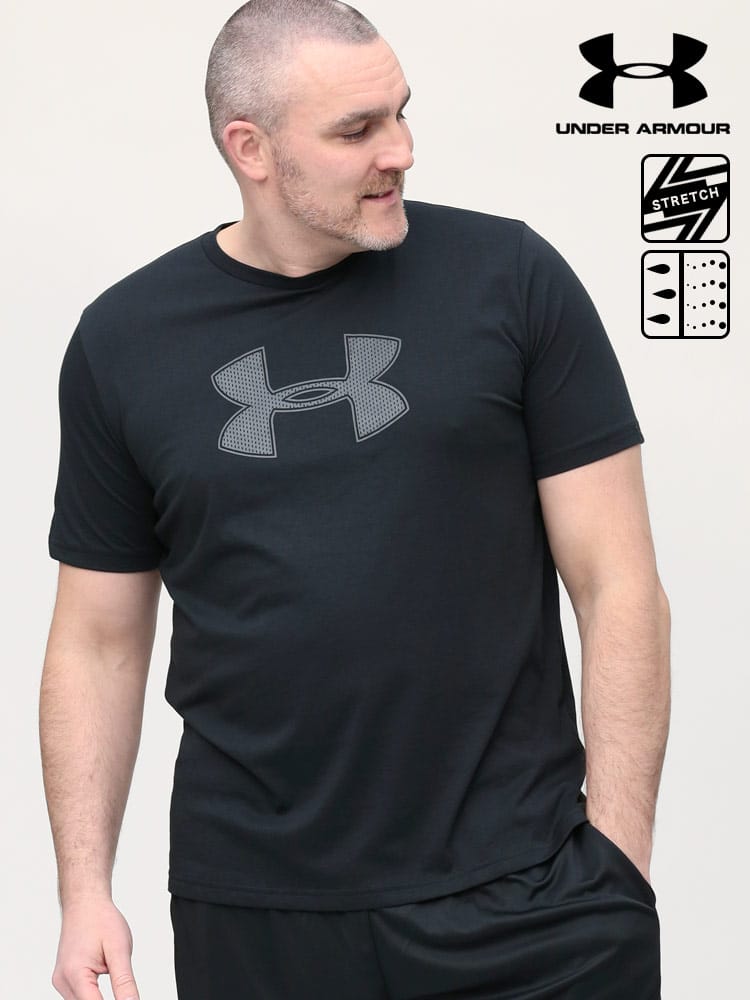 大きいサイズ メンズ UNDER ARMOUR (アンダーアーマー) USA規格 heatgear LOOSE ロゴプリント クルーネック 半袖 Tシャツ BIG LOGO SS