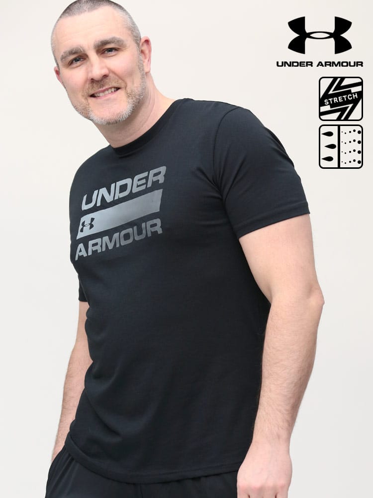 大きいサイズ メンズ UNDER ARMOUR (アンダーアーマー) USA規格 heatgear LOOSE プリント クルーネック 半袖 Tシャツ TEAM ISSUE WORDMARK SS