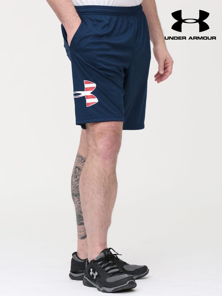 大きいサイズ メンズ UNDER ARMOUR (アンダーアーマー) USA規格 LOOSE ロゴプリント ショートパンツ FREEDOM TECH BFL SHORTS