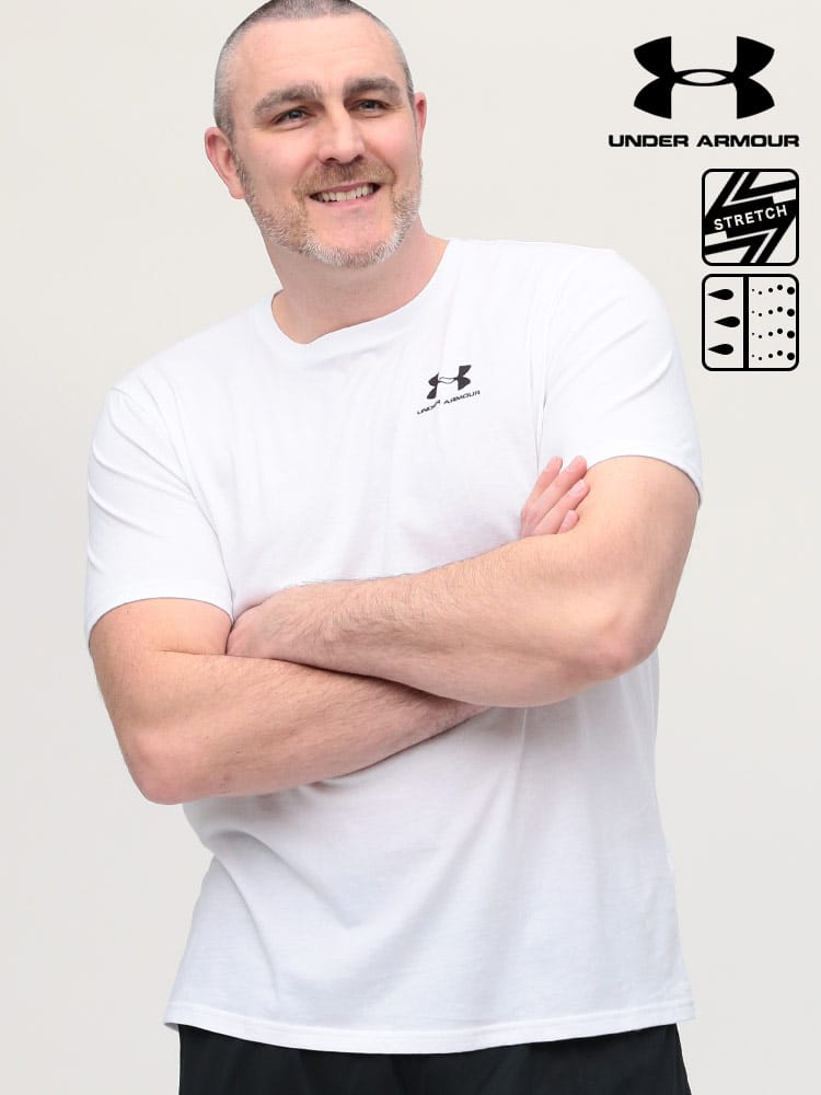 大きいサイズ メンズ UNDER ARMOUR (アンダーアーマー) USA規格 heatgear LOOSE 胸ロゴ クルーネック 半袖 Tシャツ SPORTSTYLE LC SS