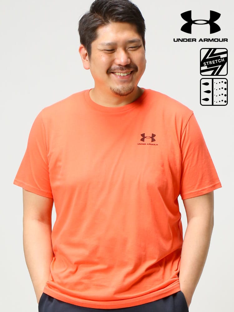 大きいサイズ メンズ UNDER ARMOUR (アンダーアーマー) USA規格 heatgear LOOSE 胸ロゴ クルーネック 半袖 Tシャツ SPORTSTYLE LC SS
