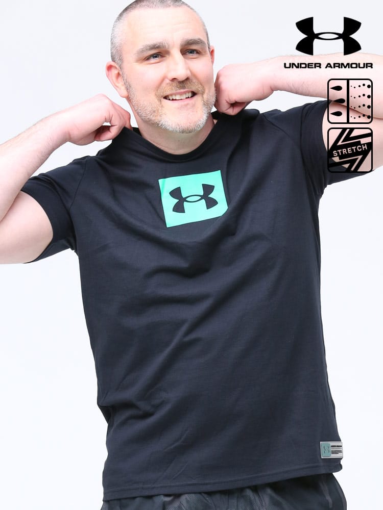 大きいサイズ メンズ UNDER ARMOUR (アンダーアーマー) USA規格 heatgear LOOSE BOXロゴ クルーネック 半袖 Tシャツ