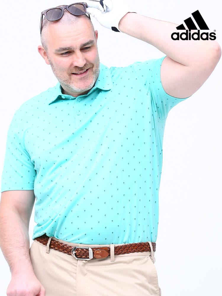 大きいサイズ メンズ adidas (アディダス) 総柄 半袖 ポロシャツ ULTIMATE 365 PRINT POLO GREEN