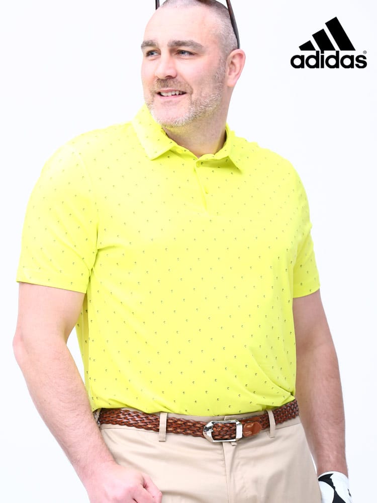 大きいサイズ メンズ adidas (アディダス) 総柄 半袖 ポロシャツ ULTIMATE 365 PRINT POLO YELLOW