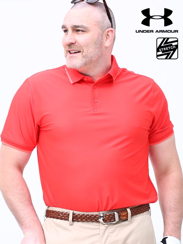 大きいサイズ メンズ UNDER ARMOUR (アンダーアーマー) USA規格 heatgear LOOSE ライン 半袖 ポロシャツ PLAYOFF 2.0 PIQUE POLO RED