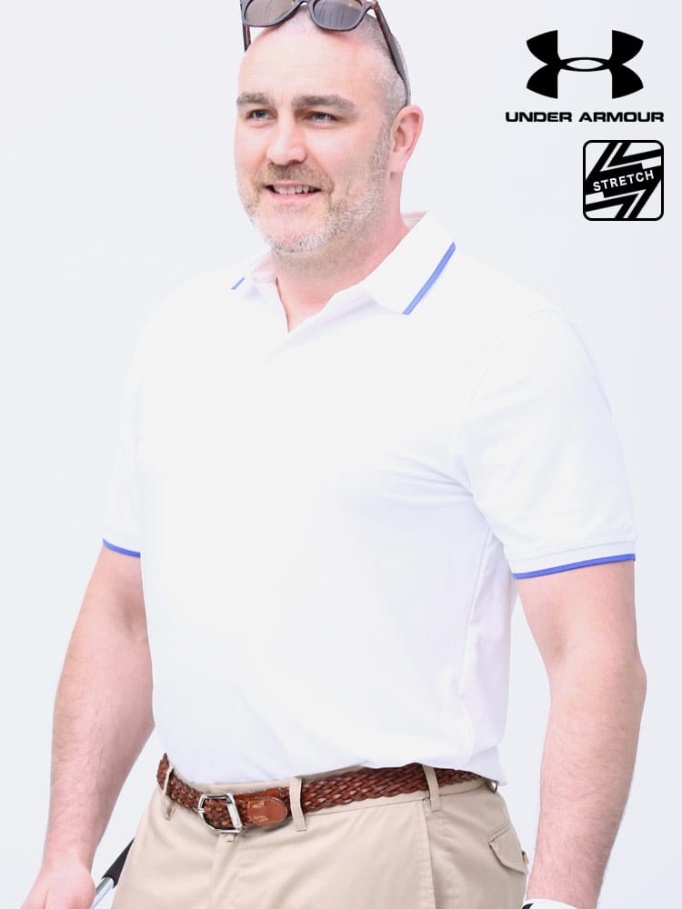 大きいサイズ メンズ UNDER ARMOUR (アンダーアーマー) USA規格 heatgear LOOSE ライン 半袖 ポロシャツ PLAYOFF 2.0 PIQUE POLO WHITE