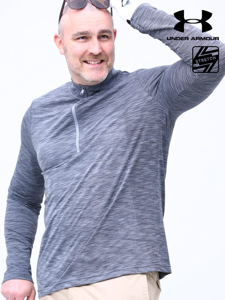 大きいサイズ メンズ UNDER ARMOUR (アンダーアーマー) USA規格 heatgear FITTED ハーフジップ 長袖 シャツ VANISH SEAMLESS 1/4 ZIP SHT