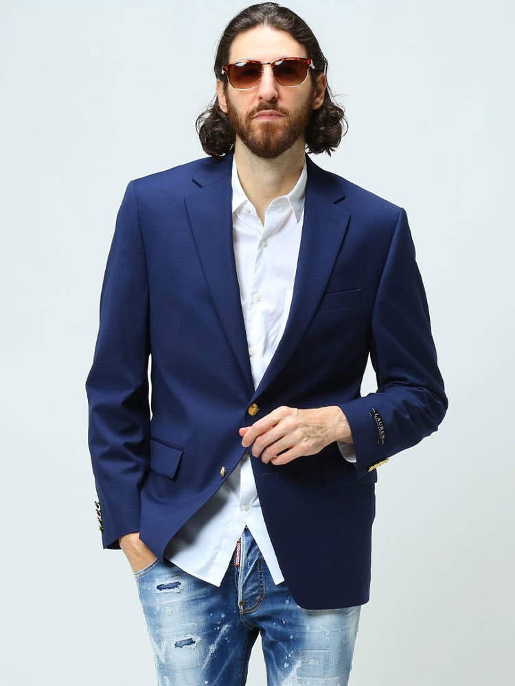 ローレン ラルフローレン メンズ ジャケット LAUREN RALPH LAUREN COOLMAX ブランド テーラード シングル ブレザー 無地 アウター 紺ブレ 金ボタン 紺 ネイビー 大きいサイズ ULTRA FLEX RLLOKA12TU0000