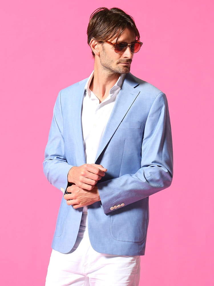 LAUREN RALPH LAUREN (ローレン ラルフローレン) シャンブレー シングル 2ツ釦 ジャケット ULTRAFLEX RLLIDT12SU0001 ブランド