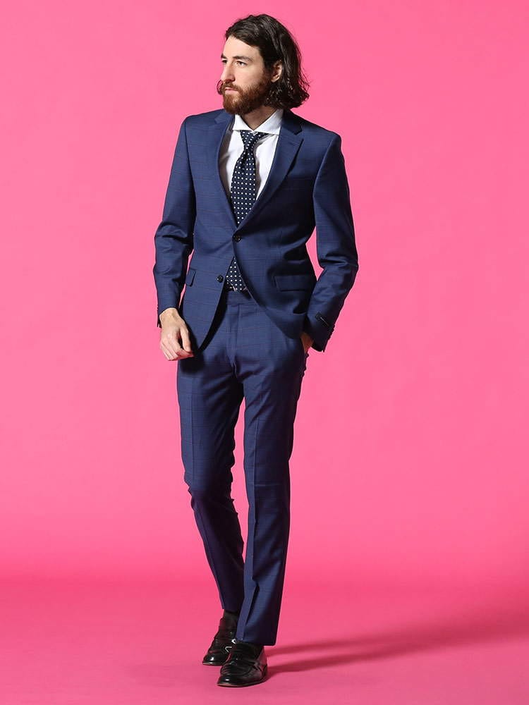 TOMMY HILFIGER (トミーヒルフィガー) ストレッチ ウィンドウペン シングル 2ツ釦 ノータック スーツ TMLWNN2ASB0004C ブランド