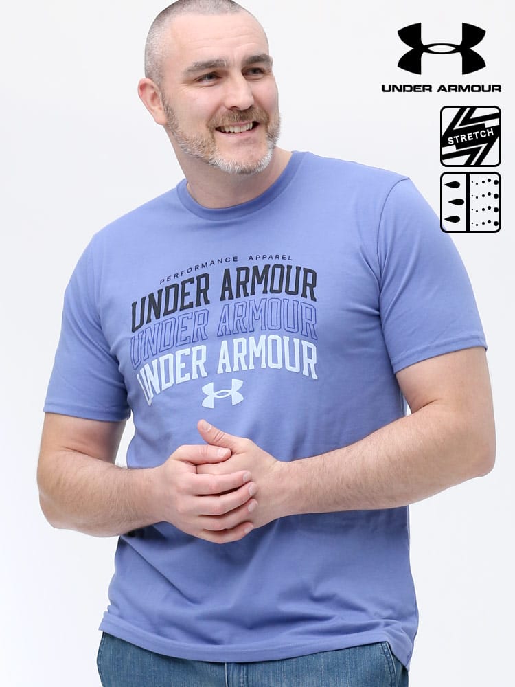 大きいサイズ メンズ UNDER ARMOUR (アンダーアーマー) USA規格 heatgear LOOSE ロゴプリント クルーネック 半袖 Tシャツ