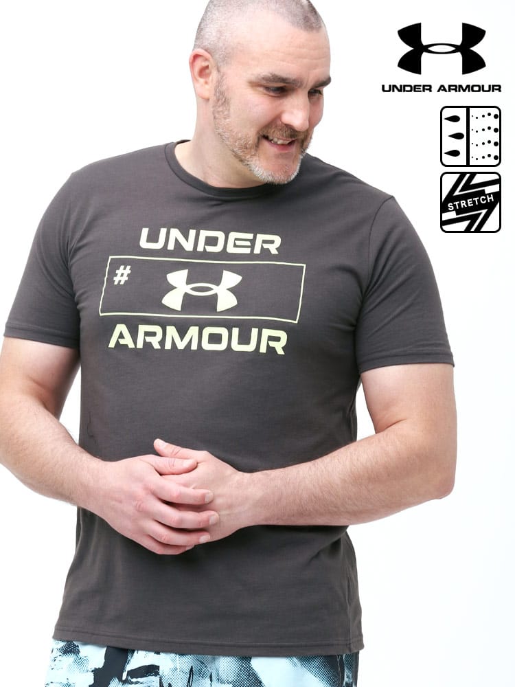 大きいサイズ メンズ UNDER ARMOUR (アンダーアーマー) USA規格 heatgear LOOSE ロゴプリント クルーネック 半袖 Tシャツ