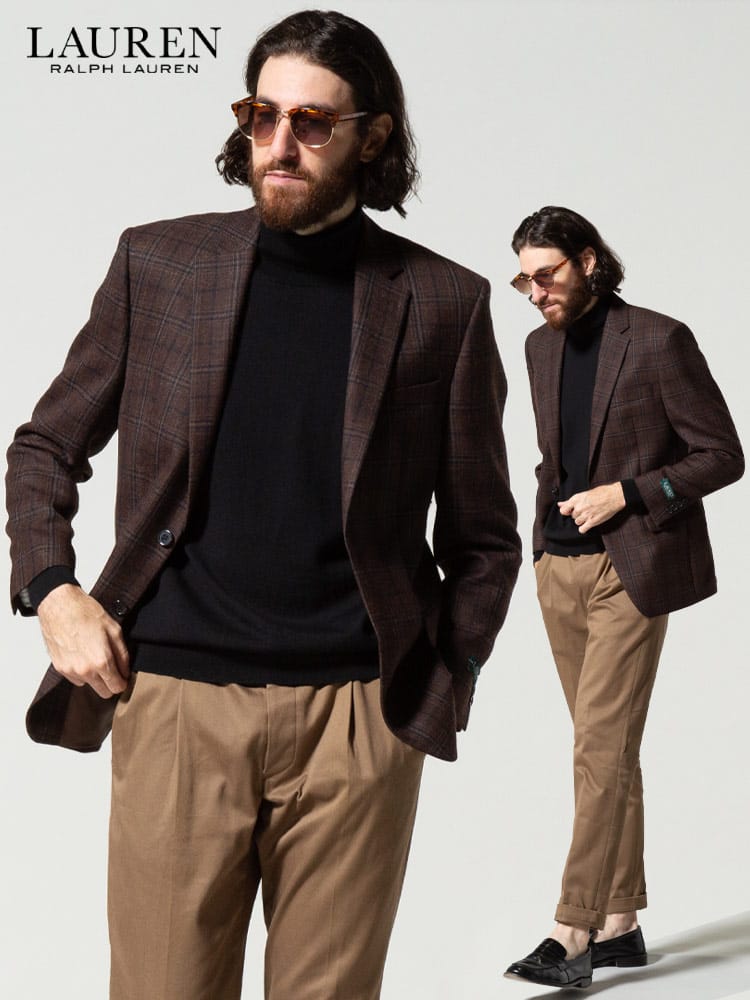 LAUREN RALPH LAUREN (ローレン ラルフ ローレン) ウール混 チェック シングル 2ツ釦 ジャケット RLLET012P10073 ブランド