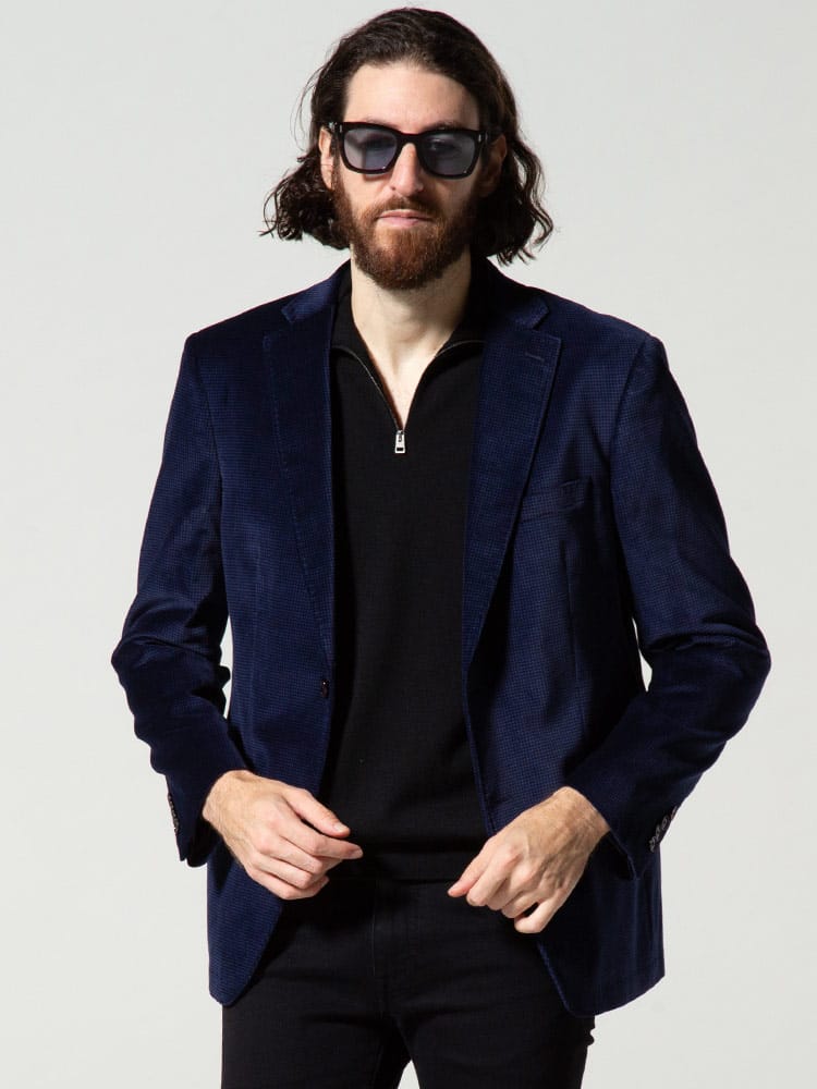 Calvin Klein (カルバンクライン) ベロア 千鳥柄 シングル 2ツ釦 ジャケット CKMBDG7J40122