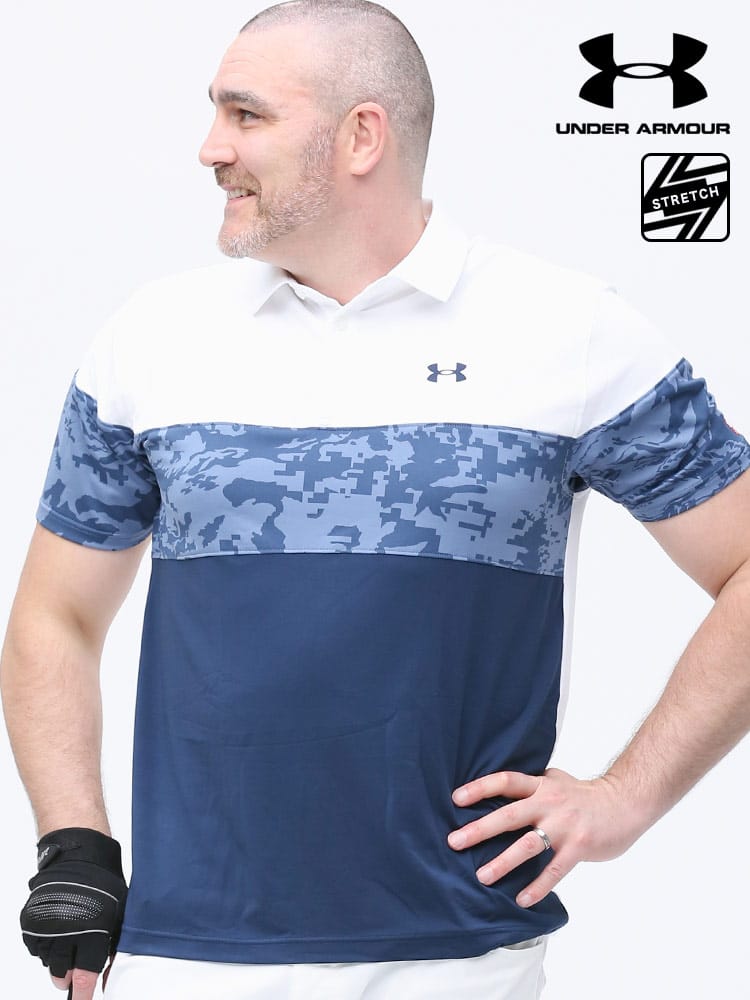 大きいサイズ メンズ UNDER ARMOUR (アンダーアーマー) LOOSE UPF50 切り替え 半袖 ポロシャツ