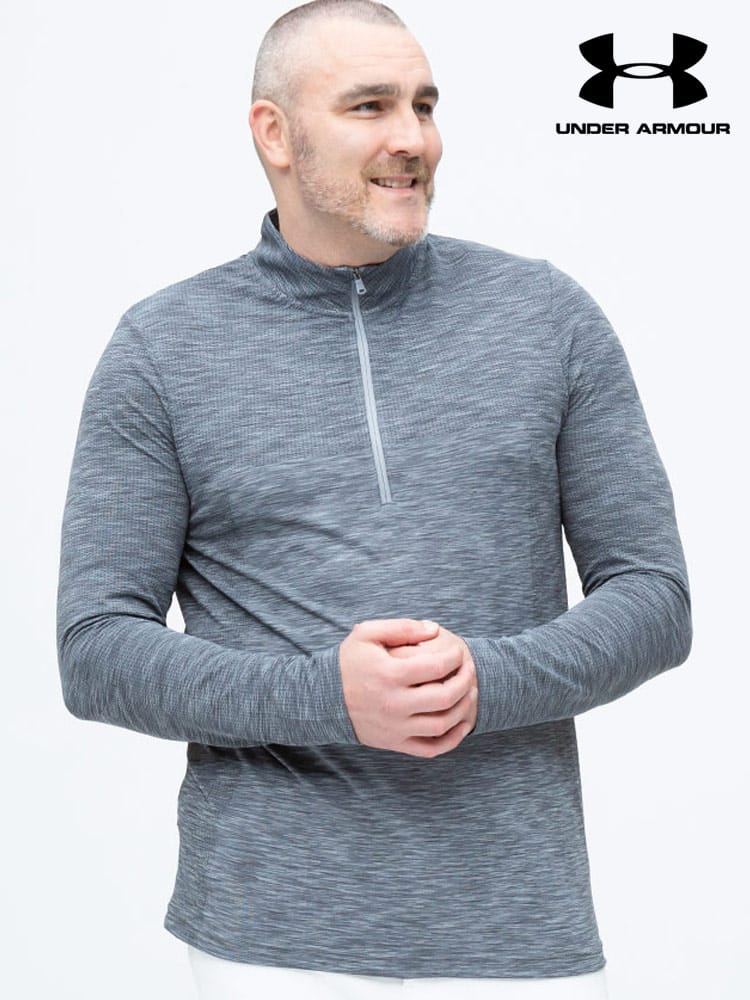 大きいサイズ メンズ UNDER ARMOUR (アンダーアーマー) USA規格 heatgear FITTED ハーフジップ ロンT 長袖 シャツ HEAVY WEIGHT CHARGED COTTON L/S TEE