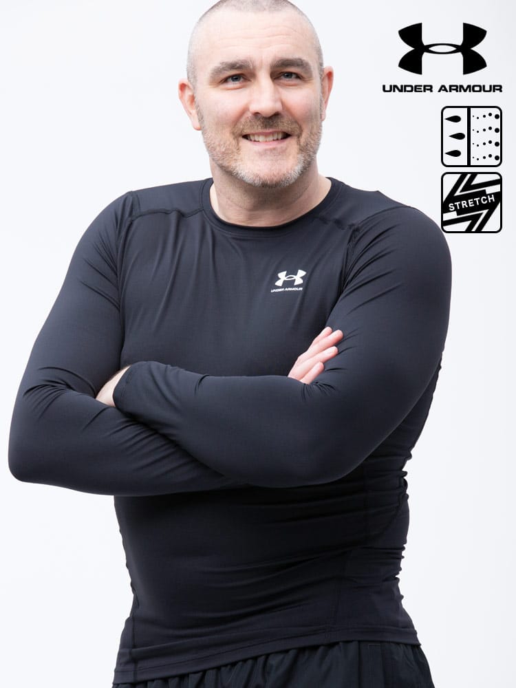 大きいサイズ メンズ UNDER ARMOUR (アンダーアーマー) USA規格 heatgear COMPRESSION ワンポイントロゴ クルーネック 長袖 Tシャツ ロンT HG ARMOUR LS