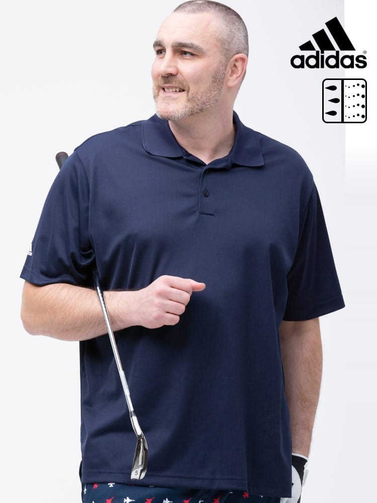 大きいサイズ メンズ adidas (アディダス) 無地 半袖 ポロシャツ A130 BASIC SPORT POLO NAVY