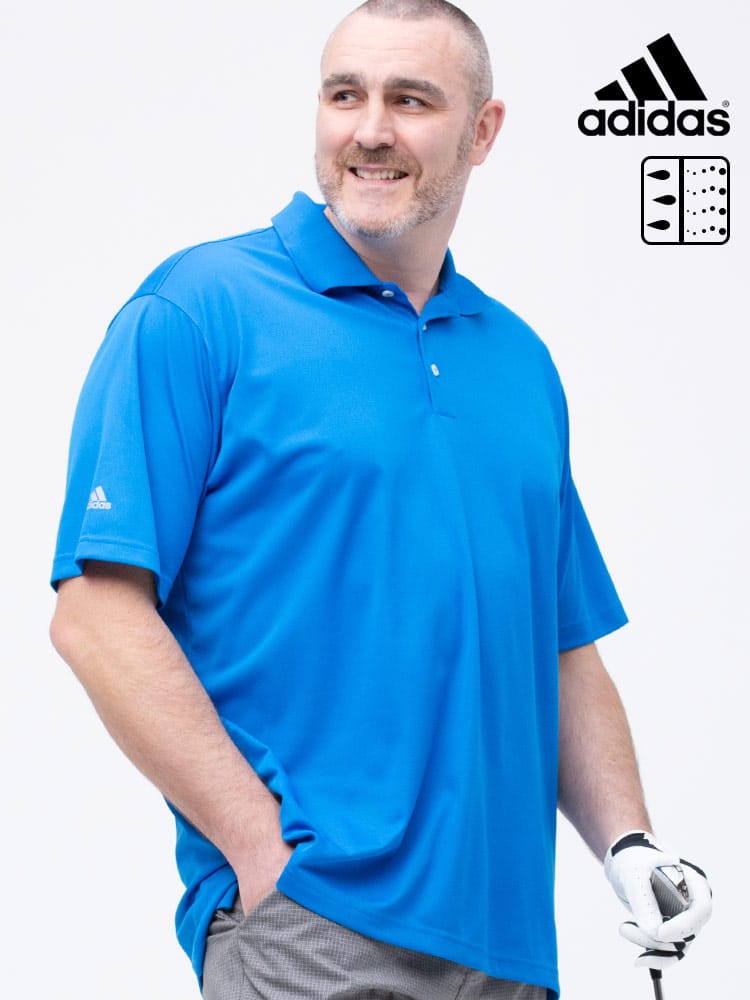 大きいサイズ メンズ adidas (アディダス) 無地 半袖 ゴルフ ポロシャツ A130 BASIC SPORT POLO BLUE