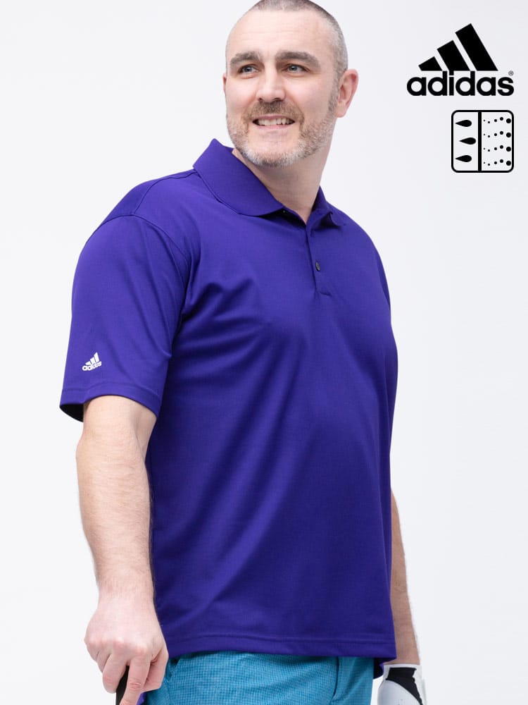大きいサイズ メンズ adidas (アディダス) 無地 半袖 ゴルフ ポロシャツ A130 BASIC SPORT POLO PURPLE