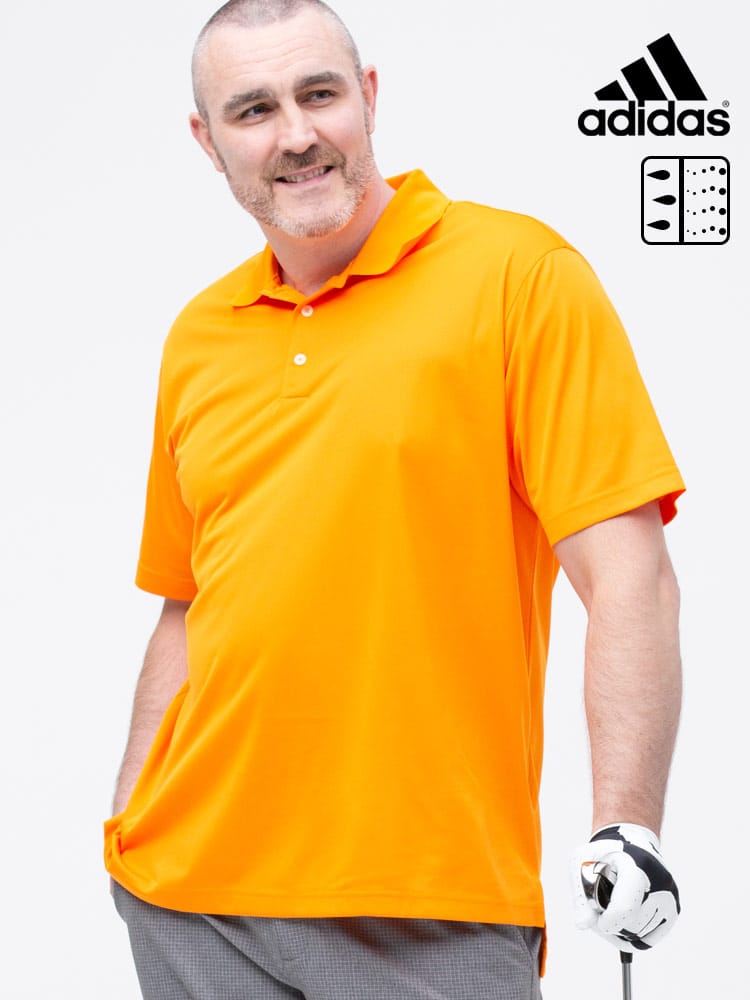 大きいサイズ メンズ adidas (アディダス) 無地 半袖 ゴルフ ポロシャツ A130 BASIC SPORT POLO ORANGE