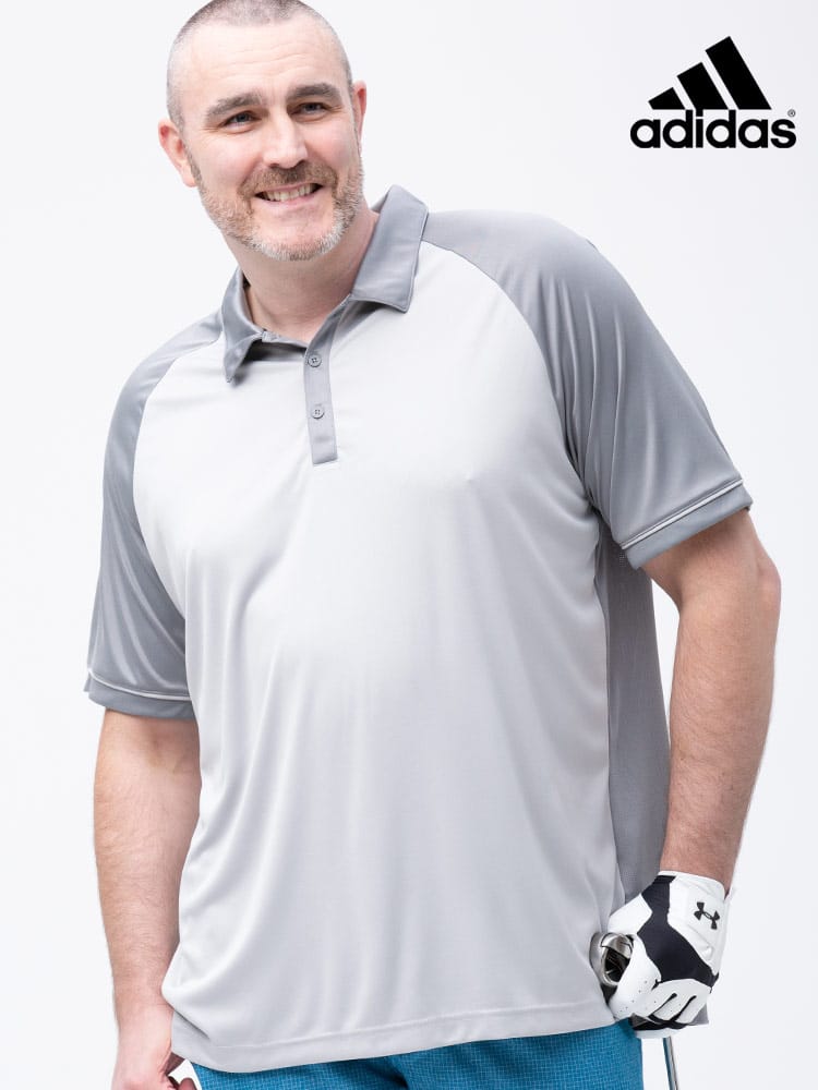 大きいサイズ メンズ adidas (アディダス) 切り替え 半袖 ゴルフ ポロシャツ CLIMACOOL SPORT POLO GRAY