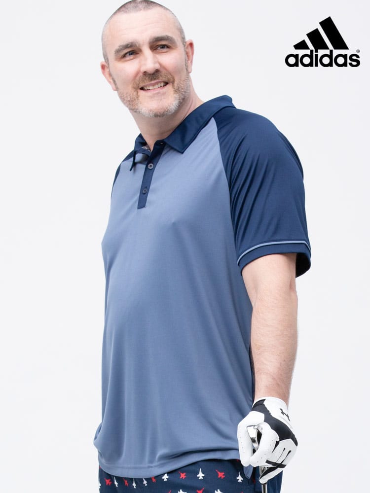 大きいサイズ メンズ adidas (アディダス) 切り替え 半袖 ゴルフ ポロシャツ CLIMACOOL SPORT POLO NAVY