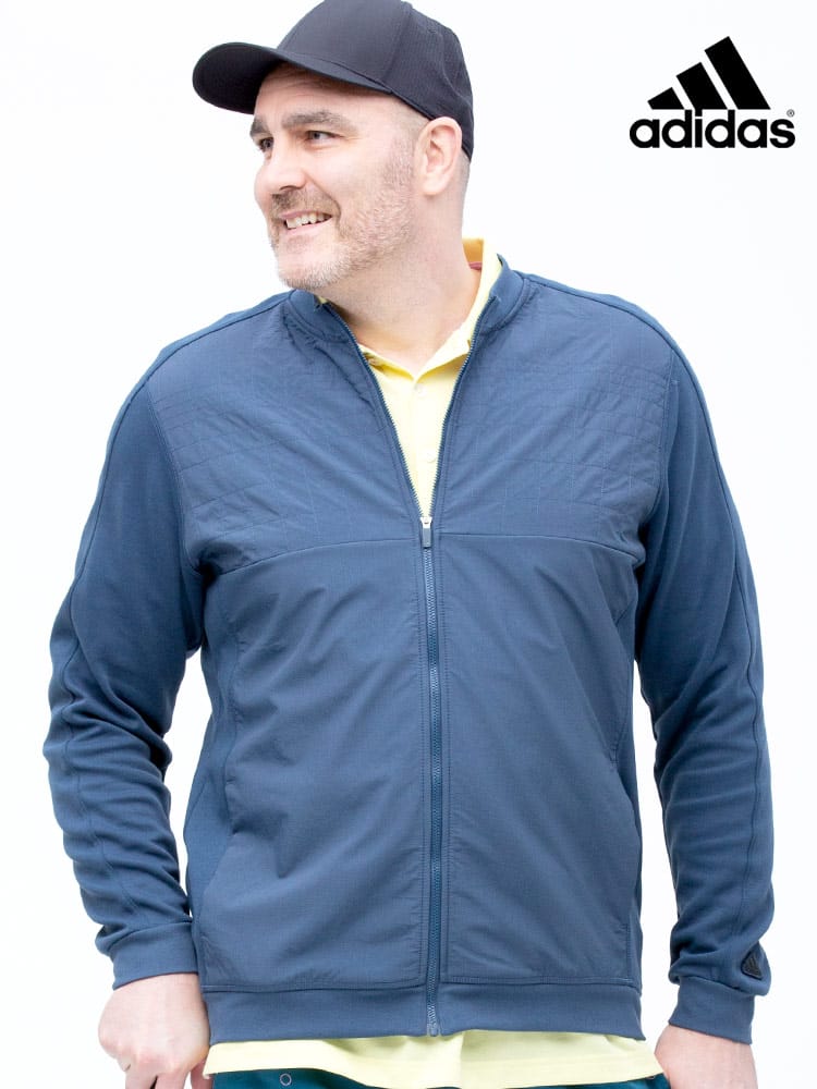 大きいサイズ メンズ adidas (アディダス) 切り替え フルジップ ジャケット GO TO QUILTED FZ JACKET NAVY