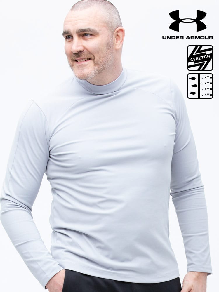 大きいサイズ メンズ UNDER ARMOUR (アンダーアーマー) USA規格 coldgear FITTED 無地 ハイネック 長袖 Tシャツ ロンT RUSH COLDGEAR MOCK LS SHT