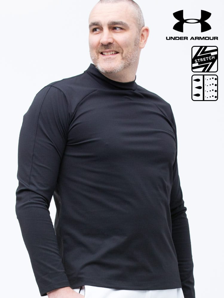 大きいサイズ メンズ UNDER ARMOUR (アンダーアーマー) USA規格 coldgear FITTED 無地 ハイネック 長袖 Tシャツ ロンT RUSH COLDGEAR MOCK LS SHT