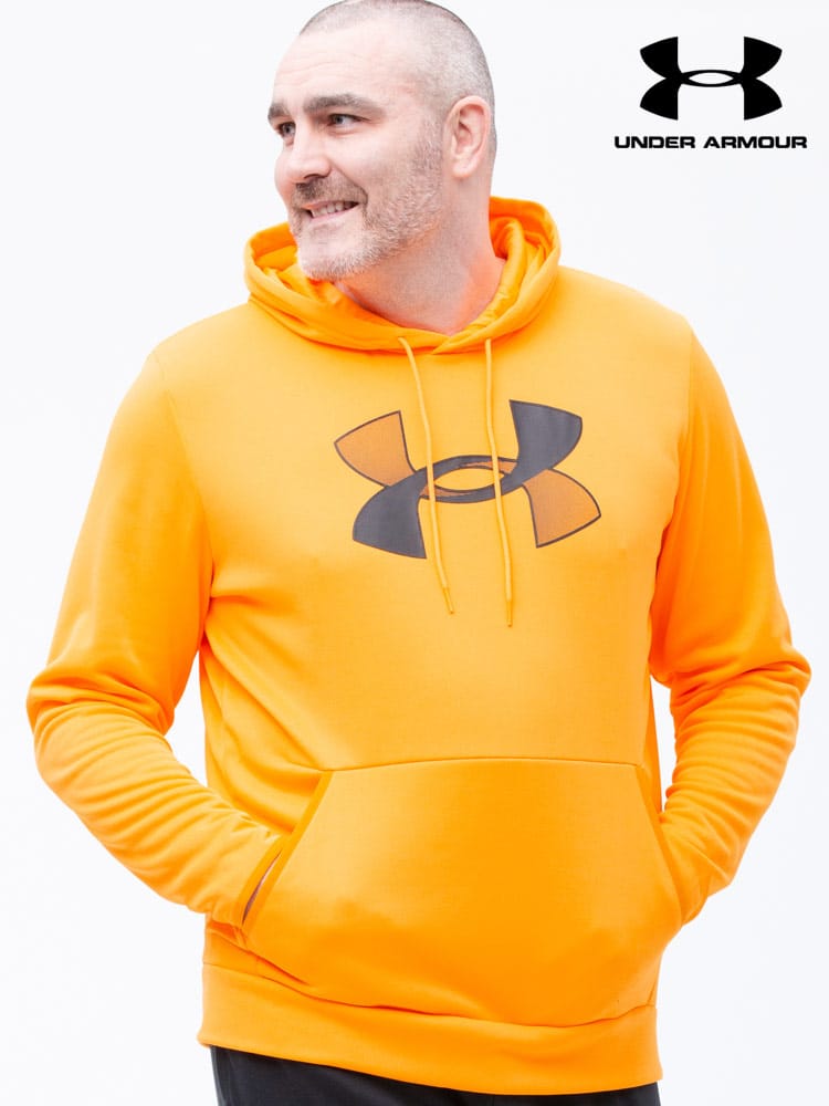 大きいサイズ メンズ UNDER ARMOUR (アンダーアーマー) USA規格 LOOSE 裏起毛 ロゴプリント プルオーバー パーカー ARMOUR FLEECE BIG LOGO HOODIE