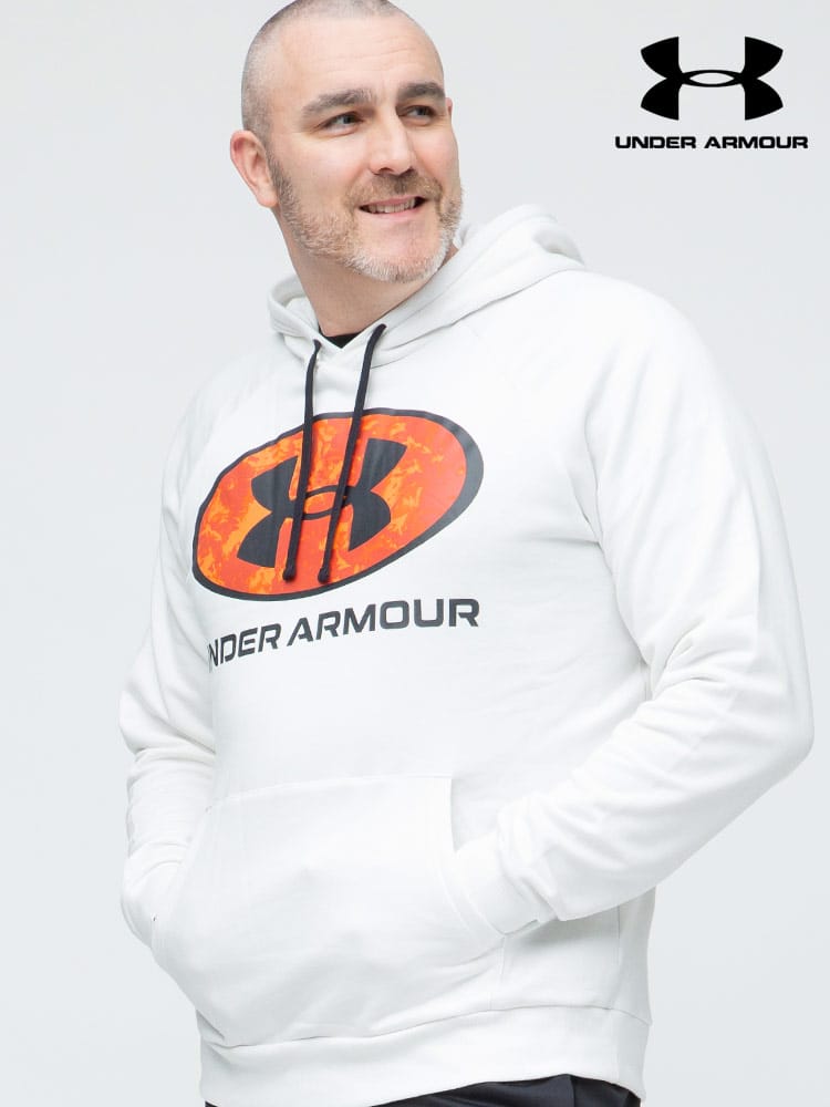 大きいサイズ メンズ UNDER ARMOUR (アンダーアーマー) USA規格 LOOSE 裏起毛 ロゴプリント プルオーバー パーカー RIVAL FLEECE CLOUD FILL HD