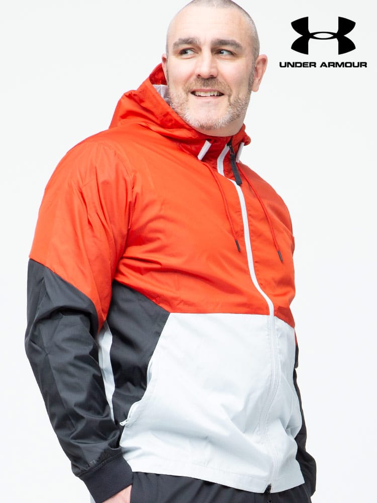 在庫処分 返品交換不可 大きいサイズ メンズ UNDER ARMOUR (アンダーアーマー) USA規格 LOOSE STORM1 切り替え フード フルジップ ジャケット