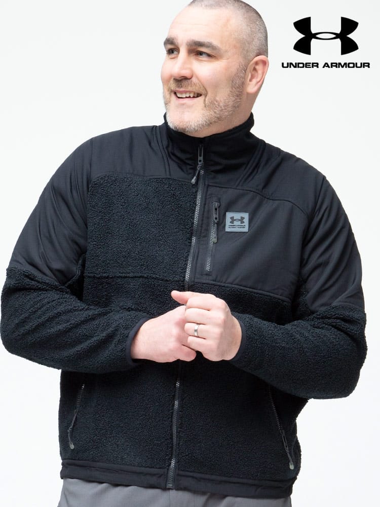 大きいサイズ メンズ UNDER ARMOUR (アンダーアーマー) USA規格 LOOSE ボア切り替え フルジップ ジャケット MISSION BOUCIE SWACKET