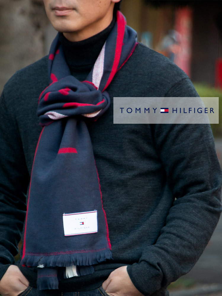Tommy Hilfiger トミーヒルフィガー ロゴ ライン マフラー ブランド メンズ 小物 マフラー TMTH100081