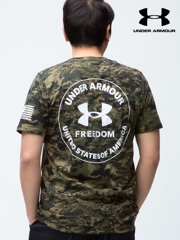 大きいサイズ メンズ UNDER ARMOUR (アンダーアーマー) USA規格 LOOSE 迷彩総柄 クルーネック 半袖 Tシャツ NEW FREEDOM CAMO TEE